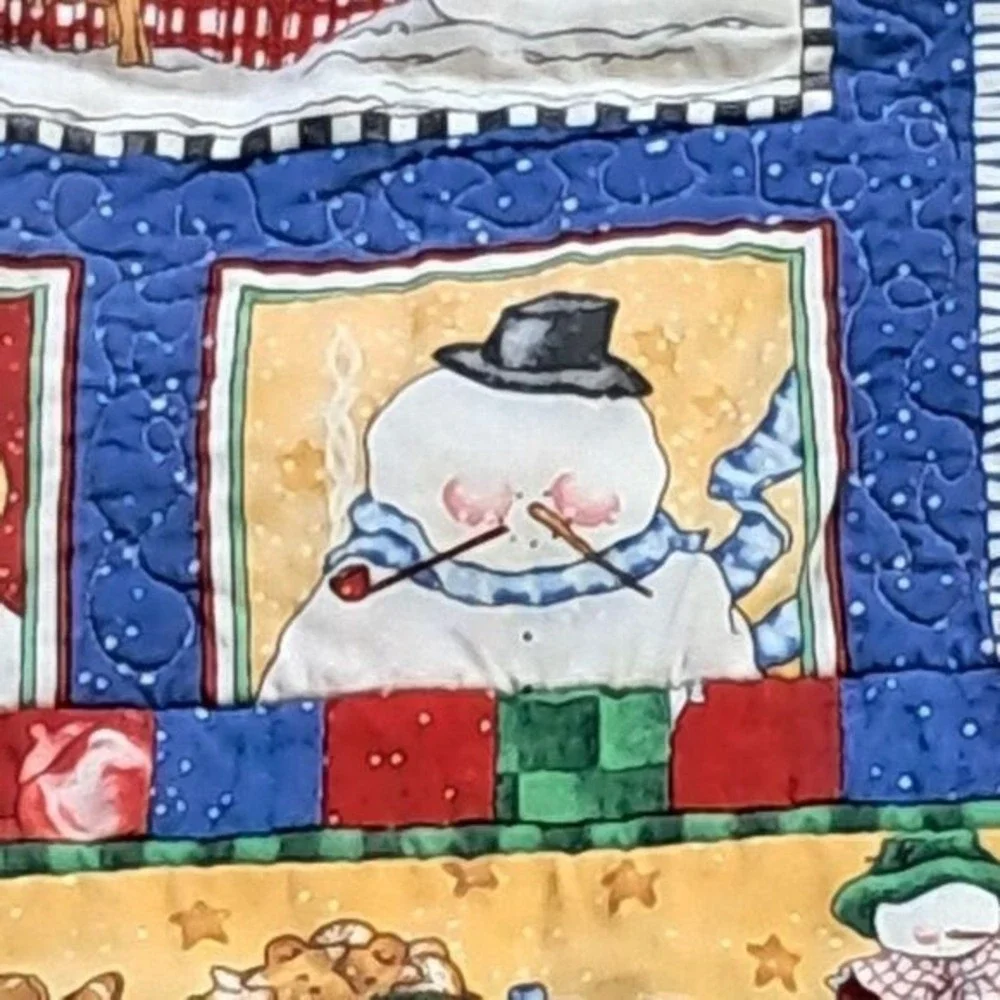 Handmade Winter Snowman Quilt Christmas Holiday‎ Patchwork #CS44